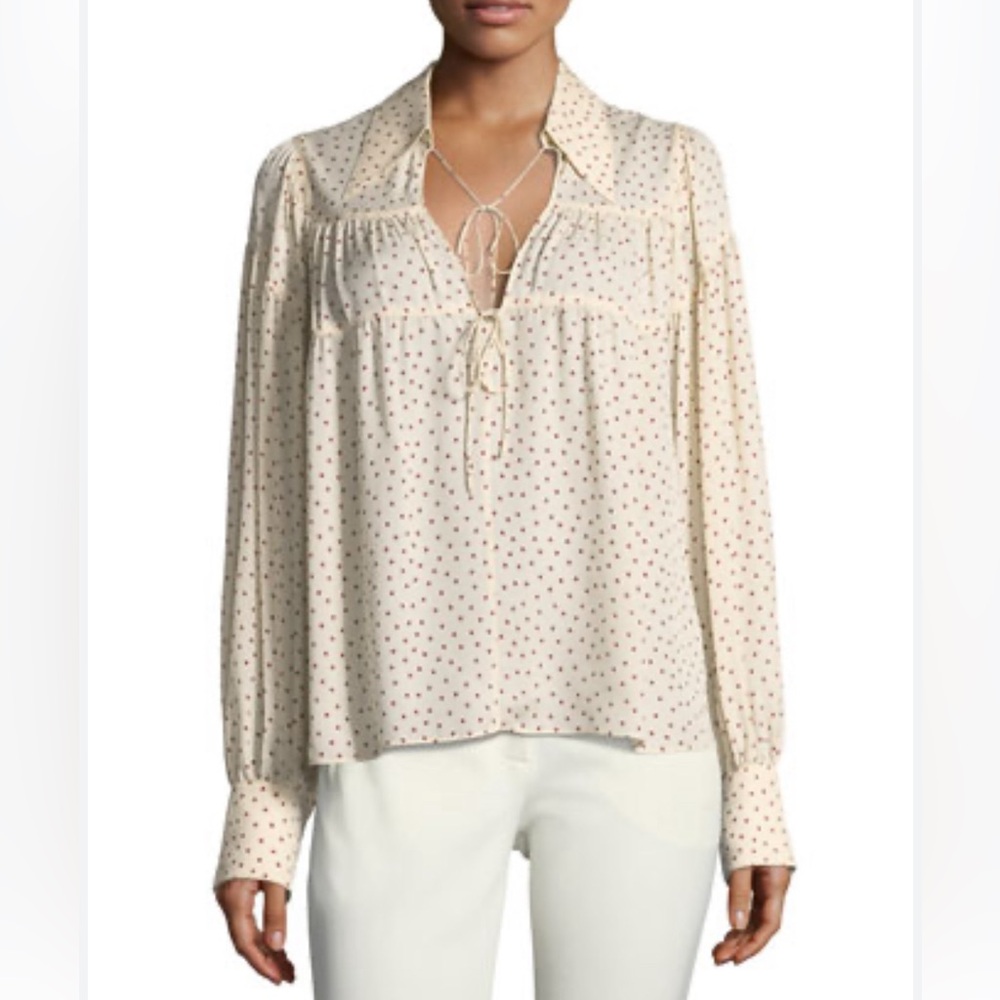 Joseph Crosby Heart Silk Tie Blouse size 38 (fits 4/6)